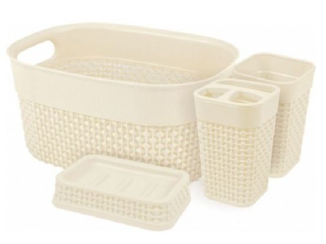 Набор для ванной комнаты OSLO Optima 4 пр молочный 1337